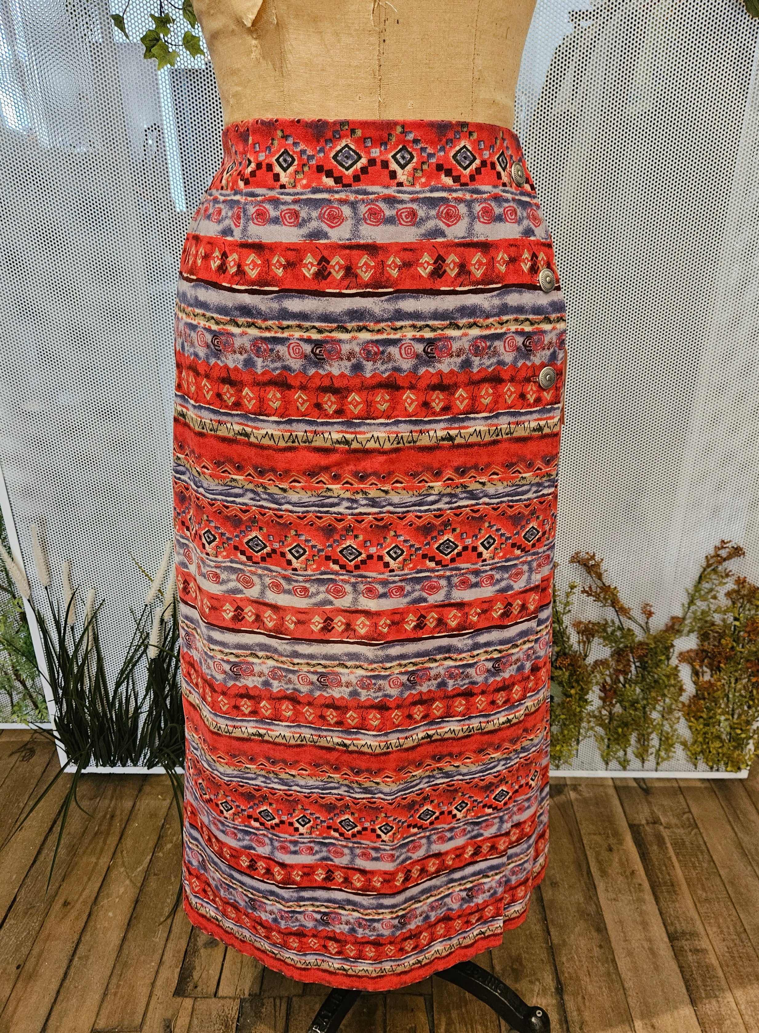 1990’s Patterned Wrap Skirt